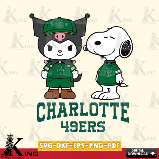 Charlotte 49ers Kuromi Snoopy Football SVG file, Cricut, Cut file  , Digital Download , Instant Download, Sanrio svg, Clipart