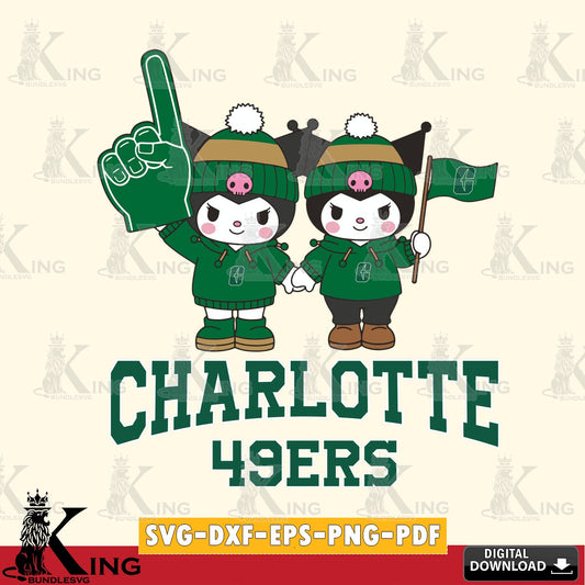 Charlotte 49ers Kuromi rugby Fan SVG file, Cricut, Cut file  , Digital Download , Instant Download, Sanrio svg, Clipart