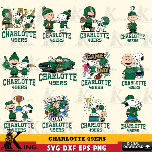 Charlotte 49ers Peanuts Football NCAA Bundle SVG, Cricut, Cut file  , Digital Download , Instant Download, Peanuts svg, NCAA svg, Football svg, Sport svg