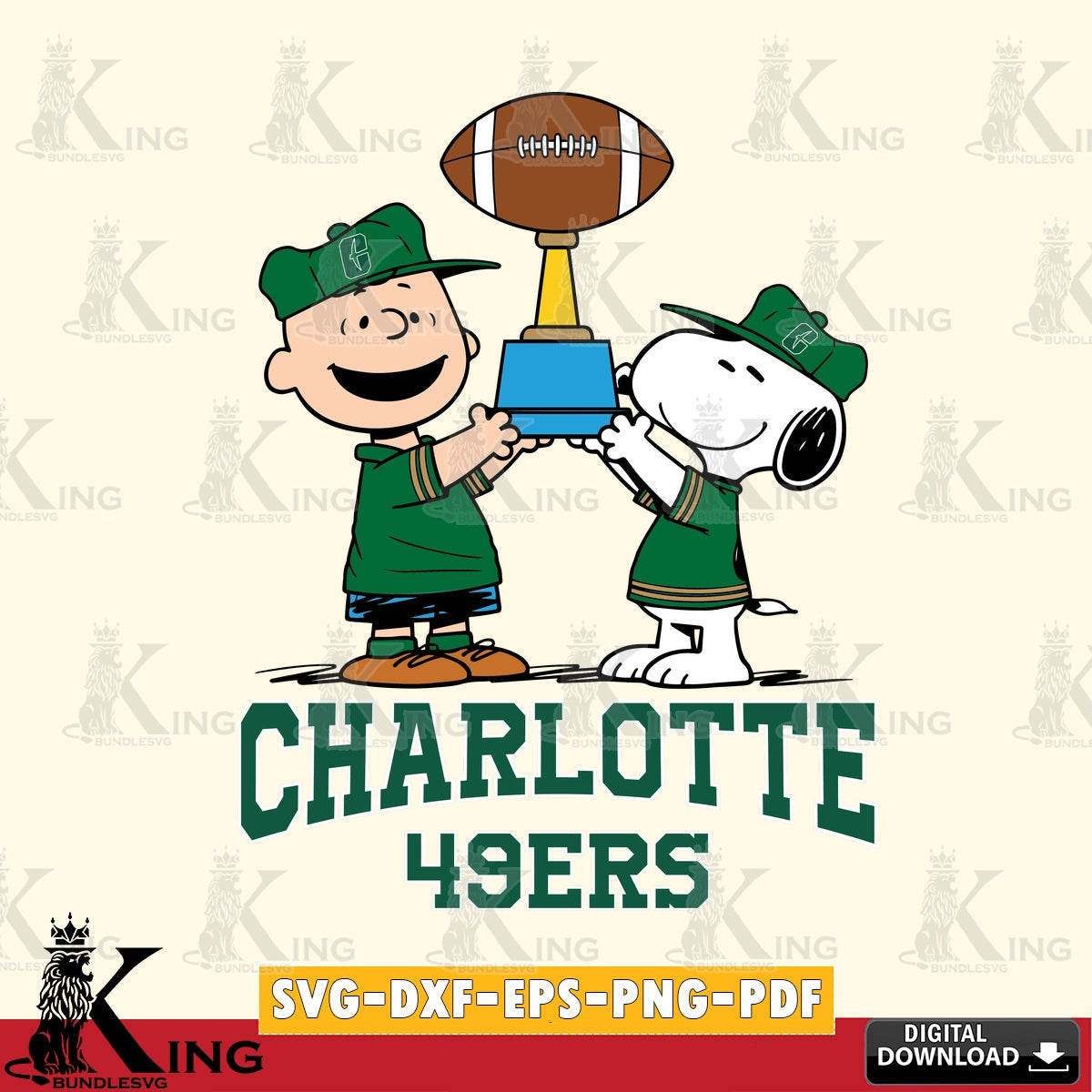 Charlotte 49ers Peanuts Football Trophy SVG, Cricut, Cut file  , Digital Download , Instant Download, Peanuts svg, NCAA svg, Football svg, Sport svg