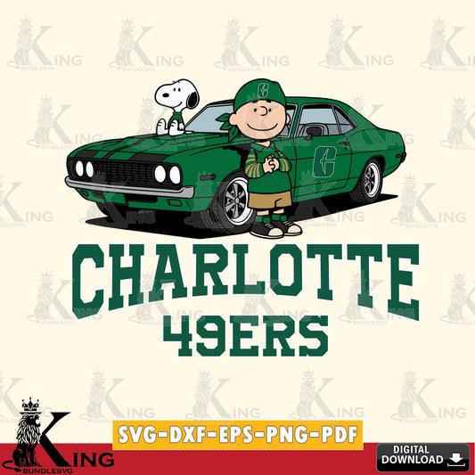 Charlotte 49ers Peanuts Muscle Car SVG, Cricut, Cut file  , Digital Download , Instant Download, Peanuts svg, NCAA svg, Football svg, Sport svg