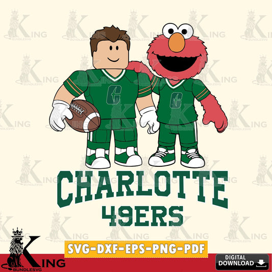 Charlotte 49ers Roblox & Elmo Football SVG file , NCAA Cricut,  File cut , Digital Download , PDF File