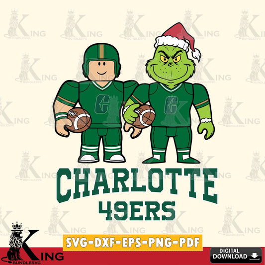 Charlotte 49ers Roblox & Grinch Football SVG file , NCAA Cricut,  File cut , Digital Download , PDF File