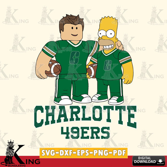 Charlotte 49ers Roblox & Homer Simpson Football SVG file , NCAA Cricut,  File cut , Digital Download , PDF File