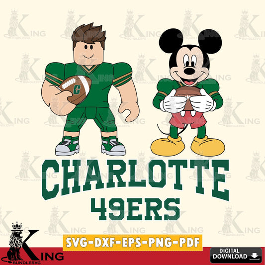 Charlotte 49ers Roblox & Mickey Football SVG file , NCAA Cricut,  File cut , Digital Download , PDF File