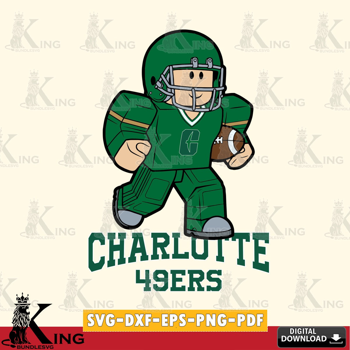 Charlotte 49ers Roblox Player Rugby SVG file , NCAA Cricut,  File cut , Digital Download , PDF File