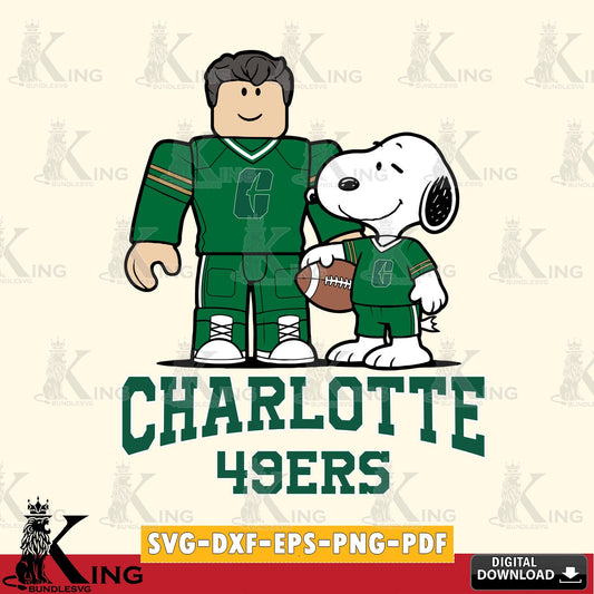 Charlotte 49ers Roblox & Snoopy Football SVG file , NCAA Cricut,  File cut , Digital Download , PDF File
