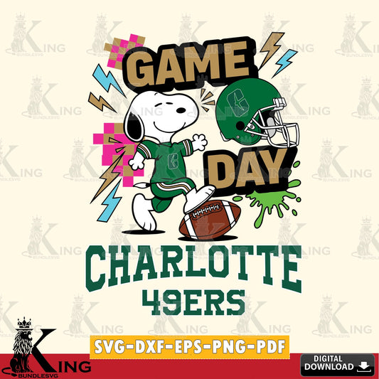 Charlotte 49ers Snoopy Game day SVG, Cricut, Cut file  , Digital Download , Instant Download, Peanuts svg, NCAA svg, Football svg, Sport svg