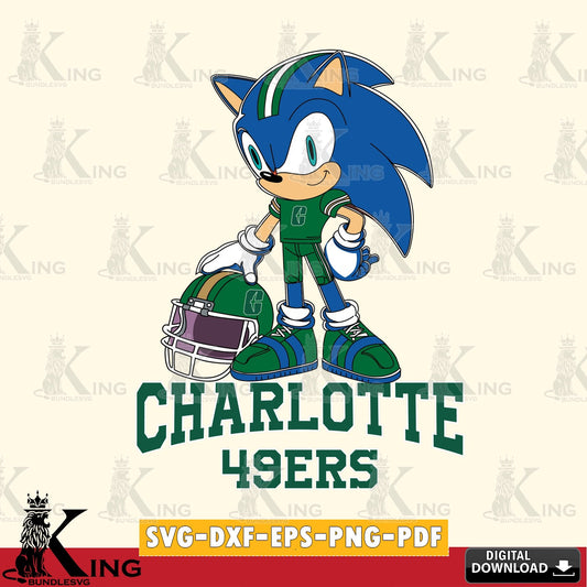 Beautiful illustration of Charlotte 49ers Sonic Player Football, a digital download for Cricut Maker and paper crafts