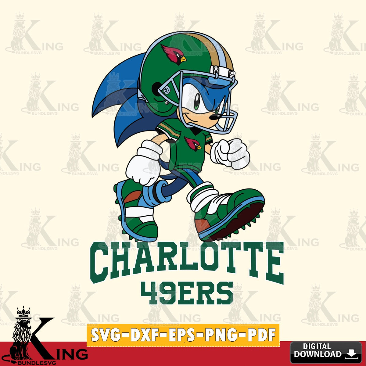 Custom design featuring the Charlotte 49ers Sonic Ready Football, crafting file for iron-on transfer and vinyl decals.