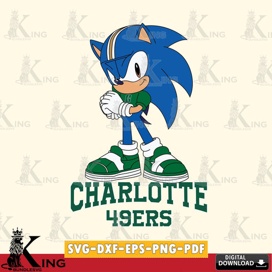 Charlotte 49ers Sonic cute Football SVG file, Vector , Digital Download , PDF File , Instant Download