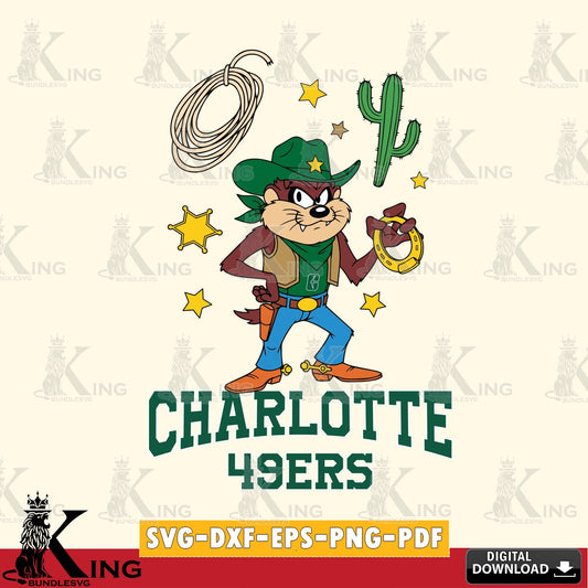 Charlotte 49ers Taz Cowboy Western SVG file, Cut file  , Digital Download , Instant Download, Taz svg, NCAA svg