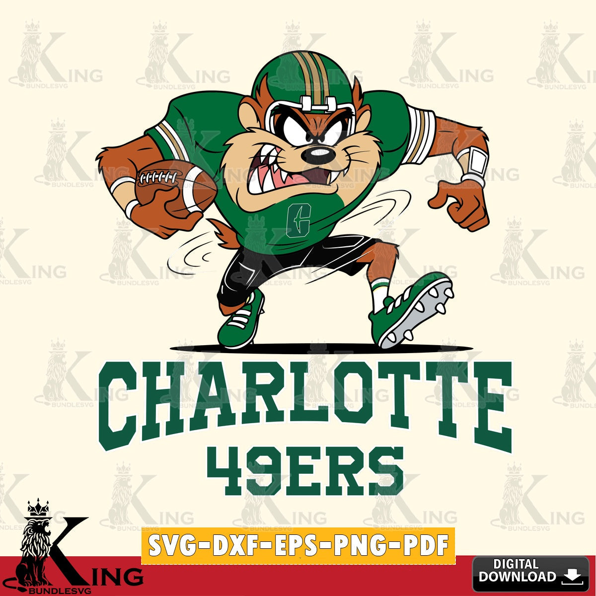 Charlotte 49ers Taz Football Helmet SVG file, Cut file  , Digital Download , Instant Download, Taz svg, NCAA svg