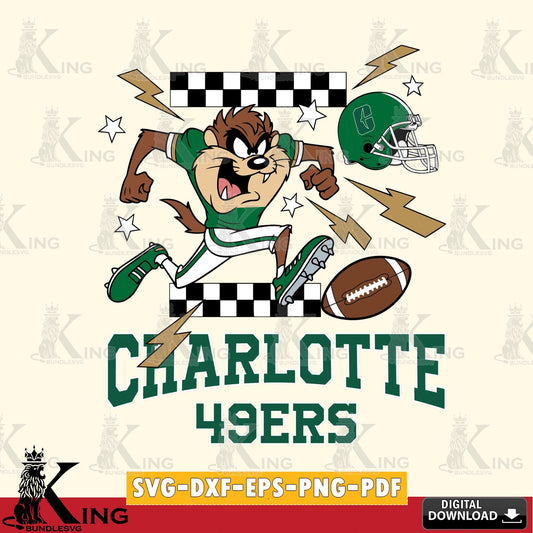 Charlotte 49ers Taz Football Lightning SVG file, Cut file  , Digital Download , Instant Download, Taz svg, NCAA svg