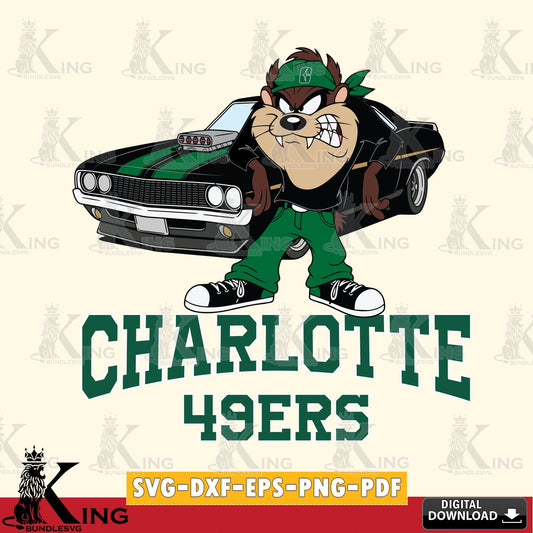 Charlotte 49ers Taz Racing Car SVG file, Cut file  , Digital Download , Instant Download, Taz svg, NCAA svg