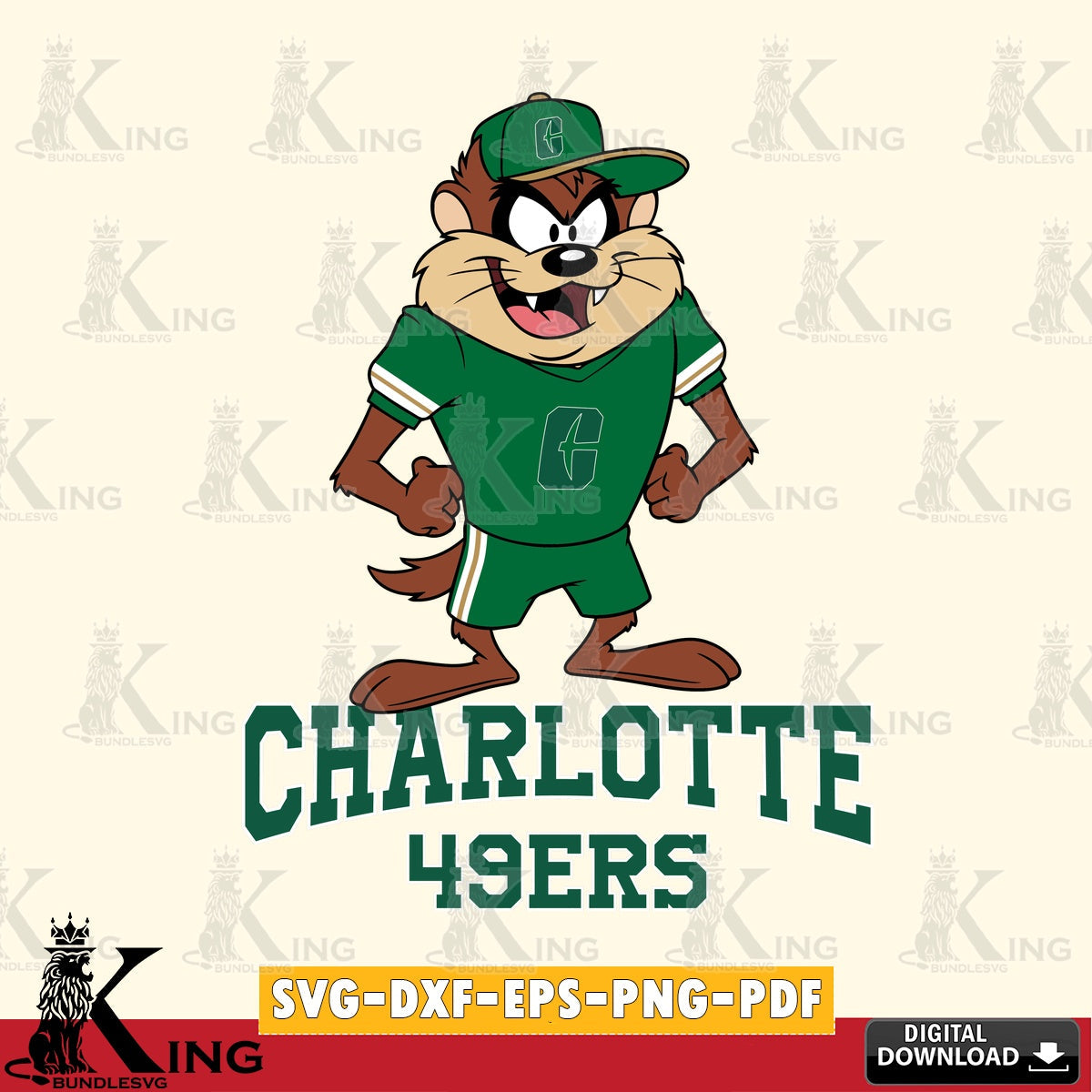 Charlotte 49ers Taz Standing Pose SVG file, Cut file  , Digital Download , Instant Download, Taz svg, NCAA svg