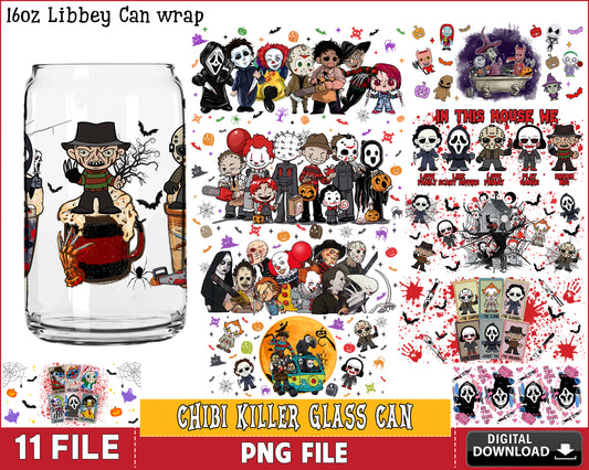 Chibi Killer Glass Wrap Bundle Png, Chibi Killer Glass Can PNG Silhouette, digital download , Instant Download