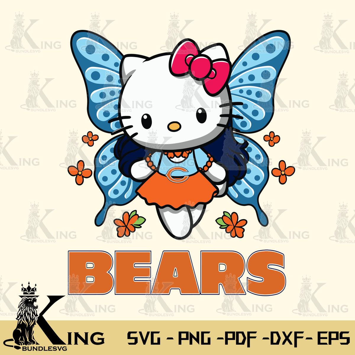 Chicago Bears Butterfly Kitty Charm Svg Eps Dxf Png File, Digital Download