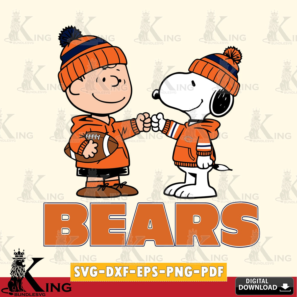 Chicago Bears CharlieBrown Football Fist Bump Cricut file , Cut file  , Digital Download , PDF File , Instant Download
