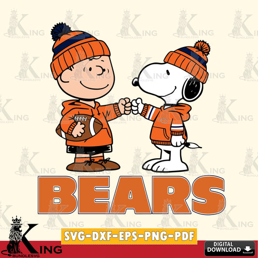 Chicago Bears CharlieBrown Football Fist Bump Cricut file , Cut file  , Digital Download , PDF File , Instant Download