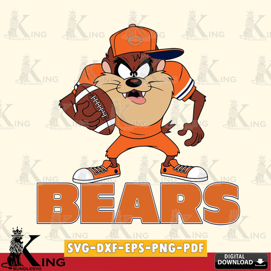 Chicago Bears Đồng phục bóng đá Taz Cut file  , Digital Download , Instant Download, Looney Tunes svg, Football svg