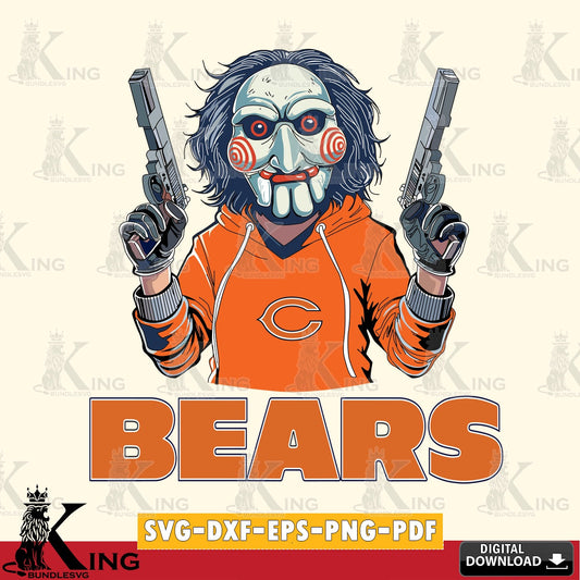 Modern graphic depicting a Chicago Bears Jigsaw Billy Football, printable vector design for sublimation and crafts