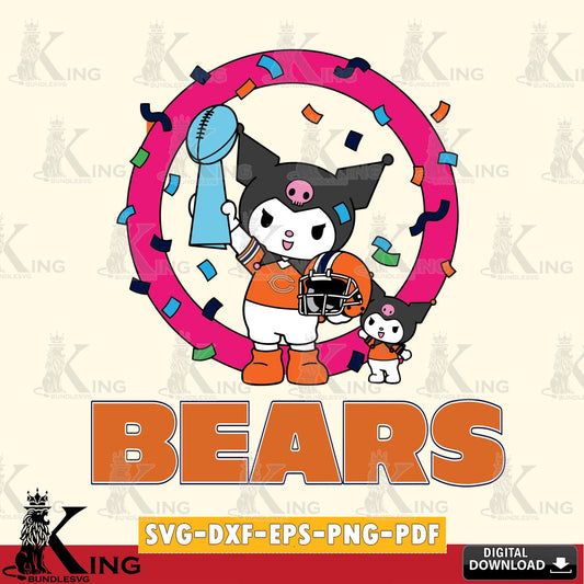 Chicago Bears Kuromi Football Champion SVG file, Cricut, Cut file  , Digital Download , Instant Download, Sanrio svg, Clipart