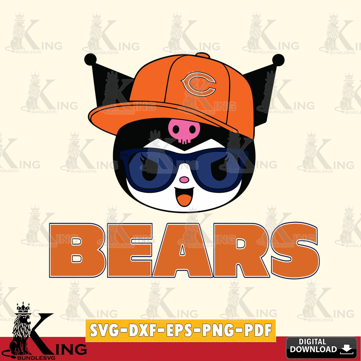 Chicago Bears Kuromi Football Cool SVG file, Cricut, Cut file  , Digital Download , Instant Download, Sanrio svg, Clipart