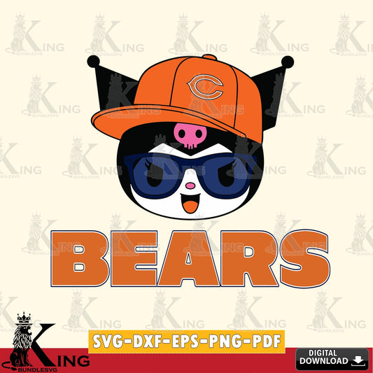 Chicago Bears Kuromi Football Cool SVG file, Cricut, Cut file  , Digital Download , Instant Download, Sanrio svg, Clipart