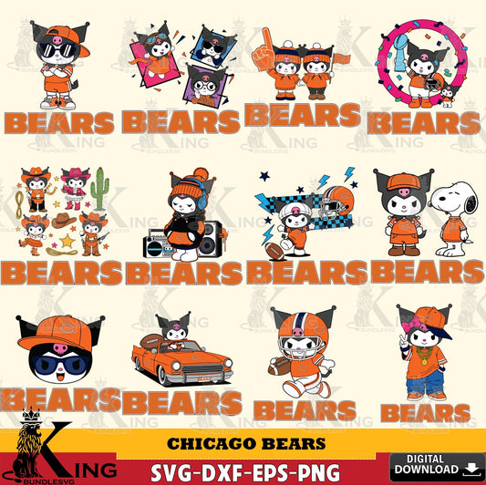Chicago Bears Kuromi Football Jersey NFL Bundle SVG file, Cricut, Cut file  , Digital Download , Instant Download, Sanrio svg, Clipart
