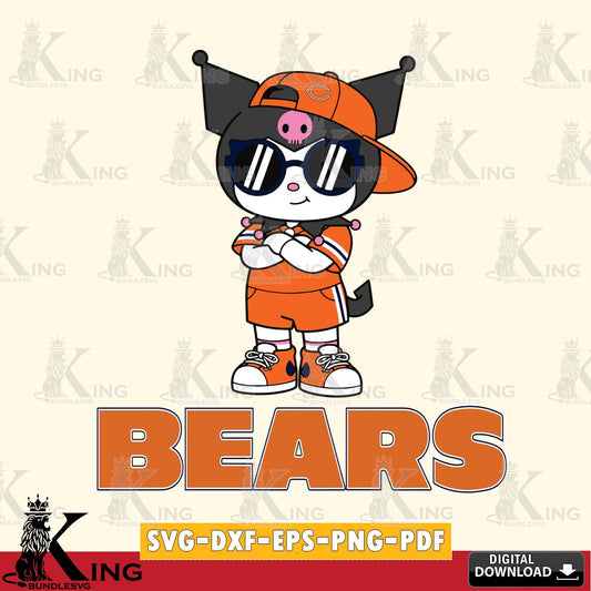 Chicago Bears Kuromi Football Jersey SVG file, Cricut, Cut file  , Digital Download , Instant Download, Sanrio svg, Clipart