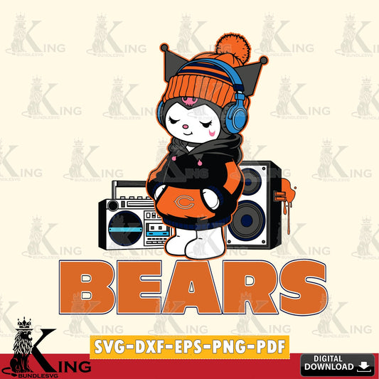 Chicago Bears Kuromi Football Music SVG file, Cricut, Cut file  , Digital Download , Instant Download, Sanrio svg, Clipart