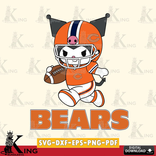 Chicago Bears Kuromi Football Run SVG file, Cricut, Cut file  , Digital Download , Instant Download, Sanrio svg, Clipart