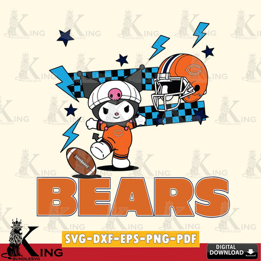 Chicago Bears Kuromi Game Day SVG file, Cricut, Cut file  , Digital Download , Instant Download, Sanrio svg, Clipart