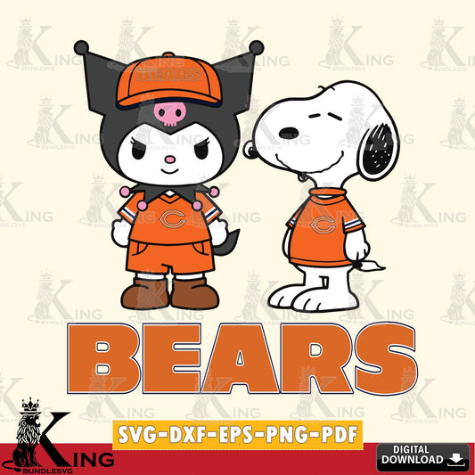 Chicago Bears Kuromi Snoopy Football SVG file, Cricut, Cut file  , Digital Download , Instant Download, Sanrio svg, Clipart