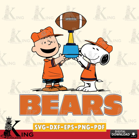 Chicago Bears Peanuts Football Trophy Cricut file , Cut file  , Digital Download , PDF File , Instant Download