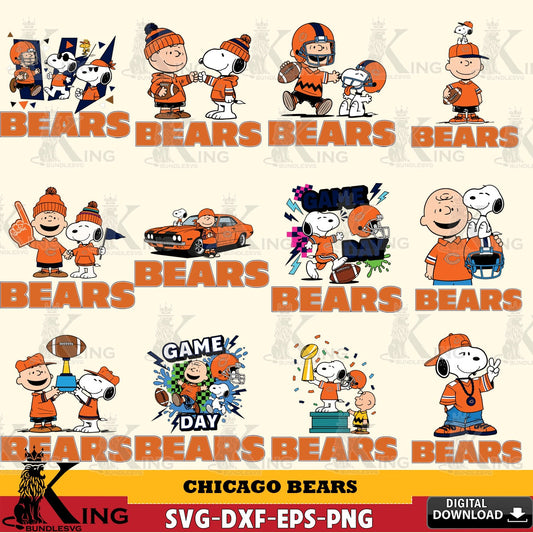 Chicago Bears Peanuts Play Football NFL Bundle Cricut file , Cut file  , Digital Download , PDF File , Instant Download