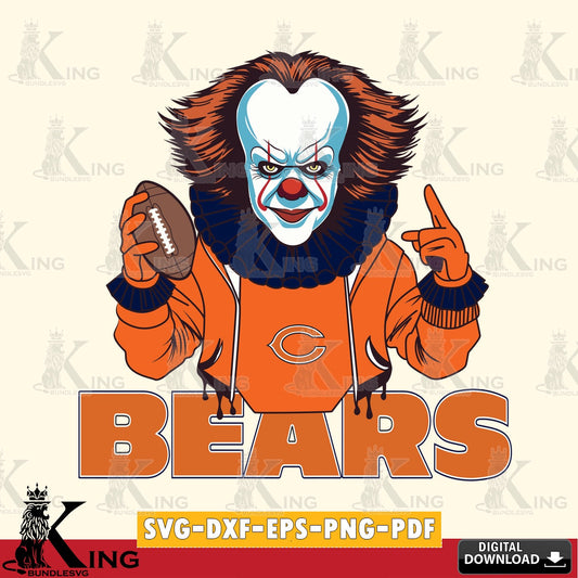 Custom design featuring a Chicago Bears player Pennywise football image SVG cut file for personalized gifts and laser projects