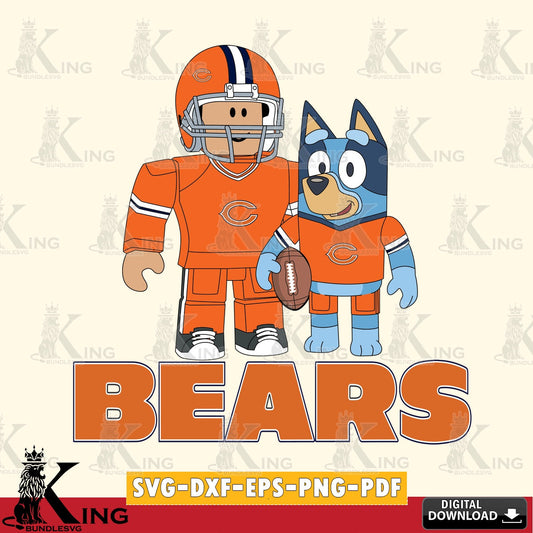 Chicago Bears Roblox & Bluey Football SVG file , Cricut, NFL  File cut , Digital Download , PDF File