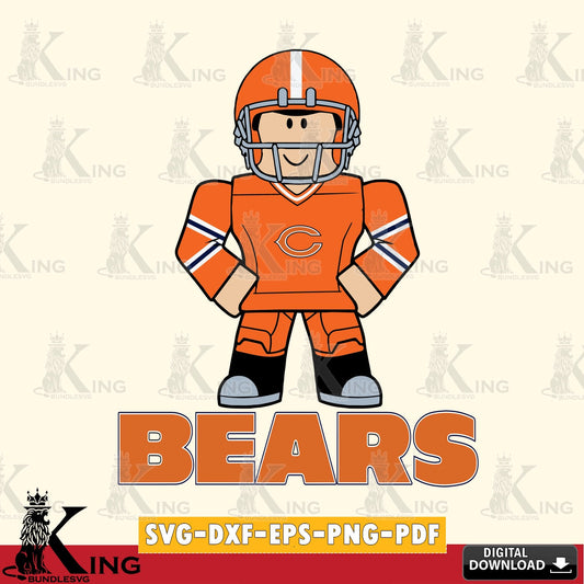 Artistic drawing of Chicago Bears cool football, a digital clipart compatible with laser engraving and cutting