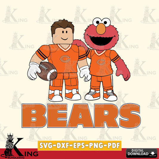 Chicago Bears Roblox & Elmo Football SVG file , Cricut, NFL  File cut , Digital Download , PDF File