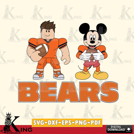 Chicago Bears Roblox & Mickey Football SVG file , Cricut, NFL  File cut , Digital Download , PDF File