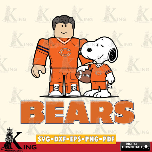 Chicago Bears Roblox & Snoopy Football SVG file , Cricut, NFL  File cut , Digital Download , PDF File