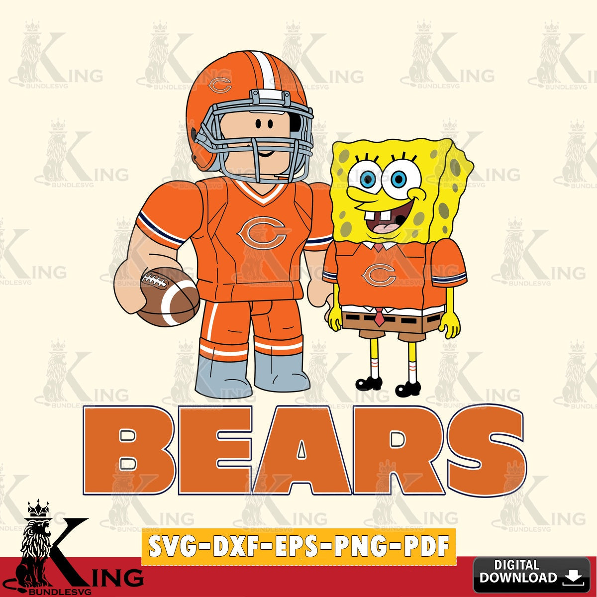 Chicago Bears Roblox & Spongebob Football SVG file , Cricut, NFL  File cut , Digital Download , PDF File