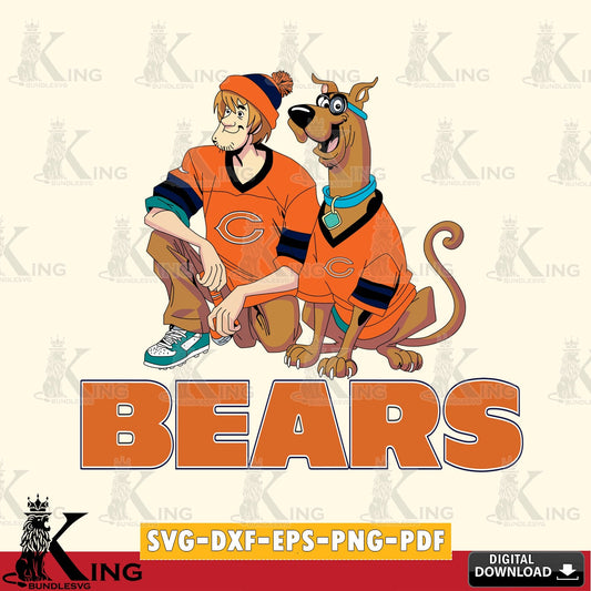 Eye-catching graphic of Chicago Bears Shaggy and Scooby Doo football, SVG PNG design suitable for Glowforge and laser cutting