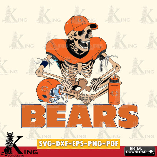 Digital download featuring a Chicago Bears skeleton player football digital clipart compatible with laser engraving and cutting