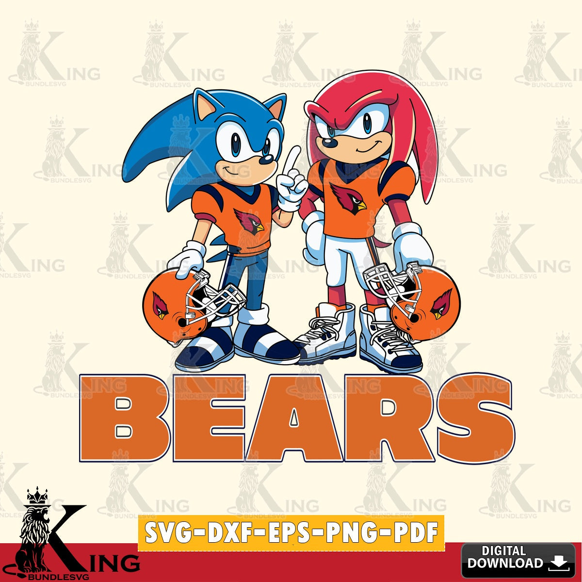 Chicago Bears Sonic And Knuckles Football SVG file, Vector , Digital Download , PDF File , Instant Download