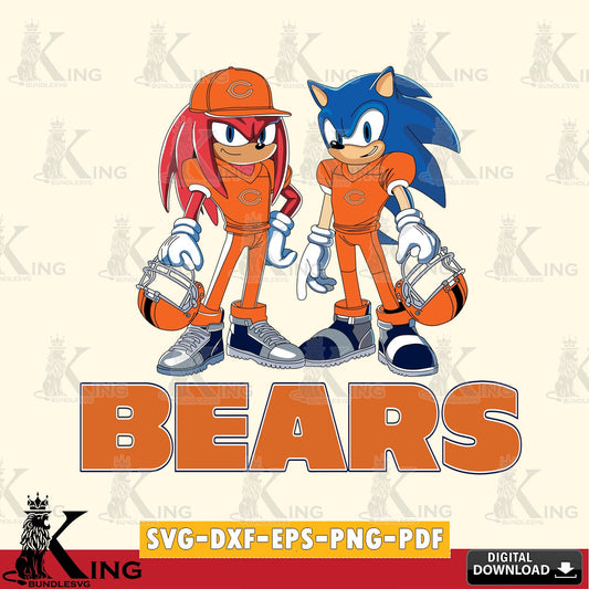 Vector design showing a Chicago Bears Sonic and Knuckles player football vector illustration for POD merchandise and apparel.