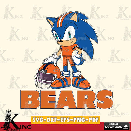 Vector design showing Chicago Bears Sonic Player Football digital clipart compatible with laser engraving and cutting