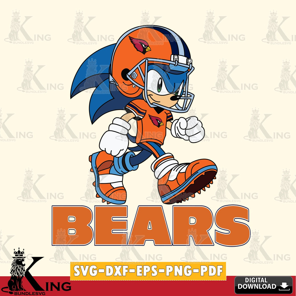 Custom design featuring a Chicago Bears Sonic Ready Football, a digital file for silhouette cameo and cricut projects.